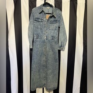 Aaron & Amber Classic Blue Denim button down dress.
